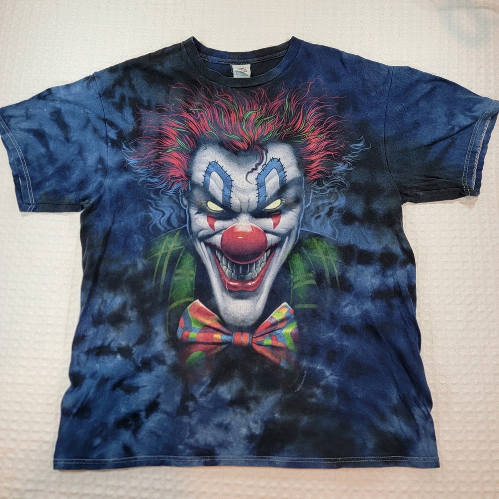 Liquid Blue 2014 Evil Clown Tie Dye Graphic T-Shirt Mens Large Blue Black